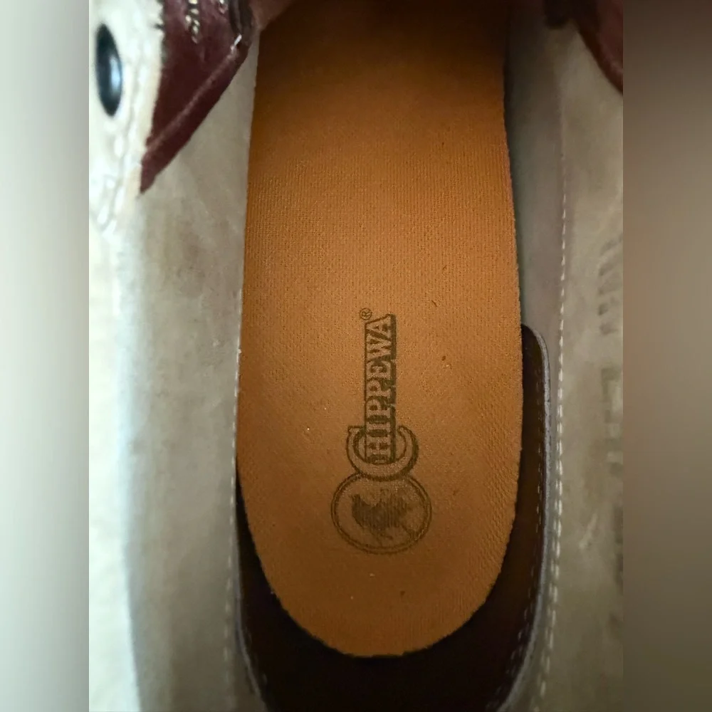 Chippewa Monkey Boots  Suede Leather Size 10 ЕЕЕ Tan Maroon - Picture 10 of 13